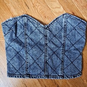 Retrofete Black Denim Corset Crop Top